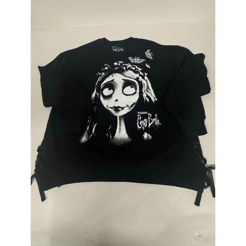 Tim Burton's CORPSE BRIDE Movie Crewneck Sweatshirt Lace Sides Women's SMALL